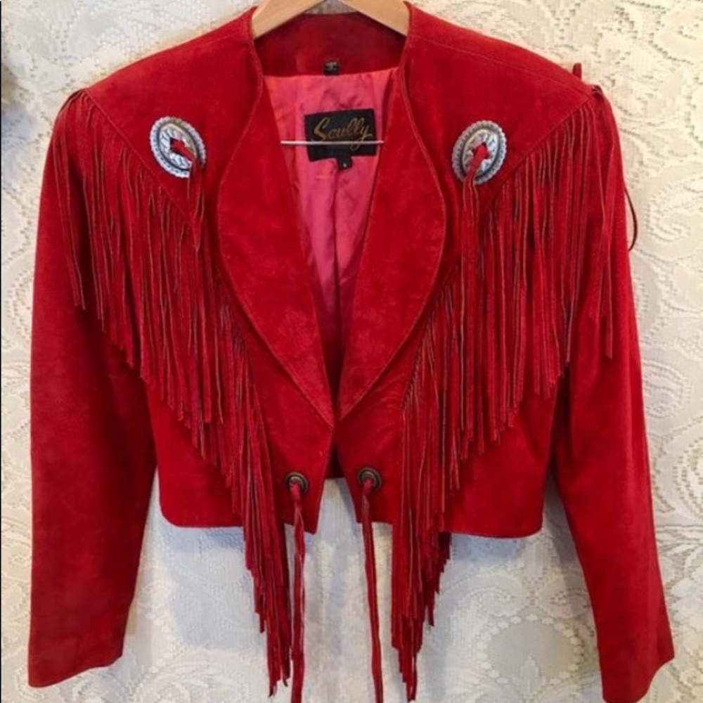 Red Fringe Suede Jacket
